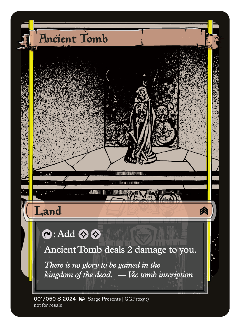 mtg double sided cards Ancient Tomb Proxy Card – Tough Times