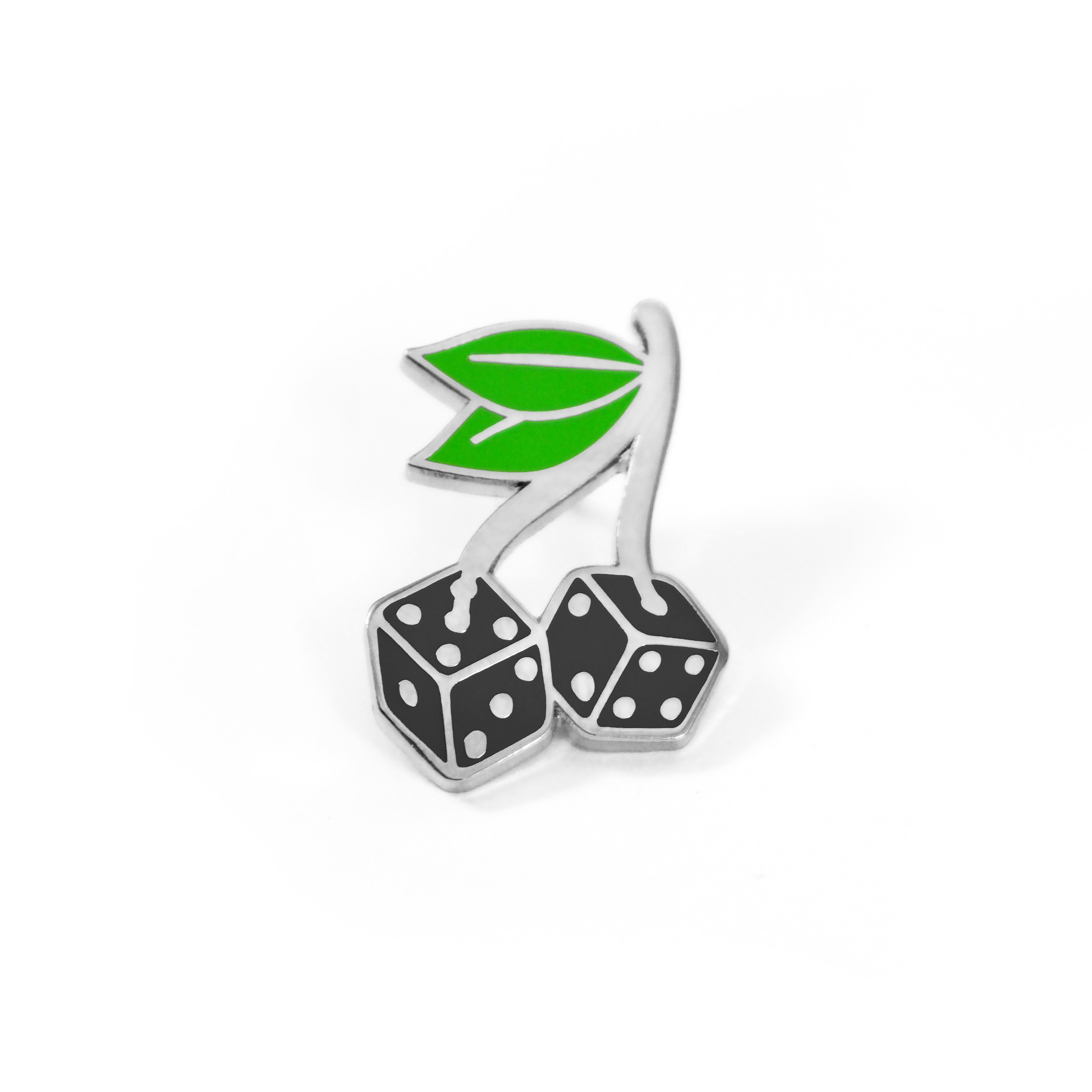 Silver Cherry Dice Pin